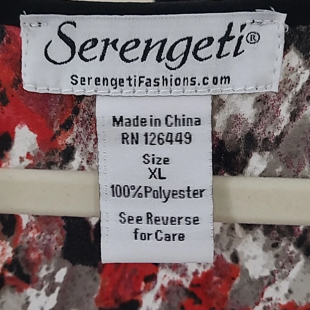 SERENGETI Silky Abstract Pattern Long Sleeve Pull-Over Blouse Size XL - Picture 3 of 7